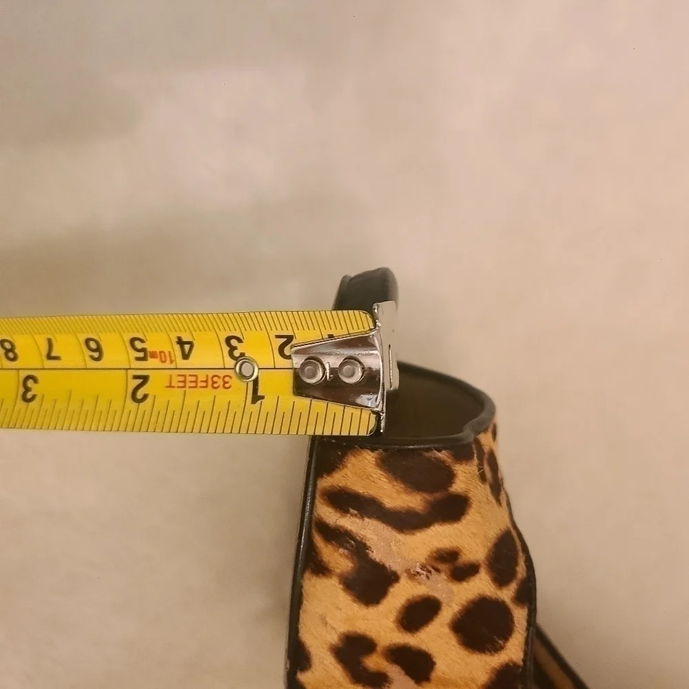 Nine West Leopard Patent Leather Peep Toe Platform Heels Size 7.5 - Picture 8 of 10
